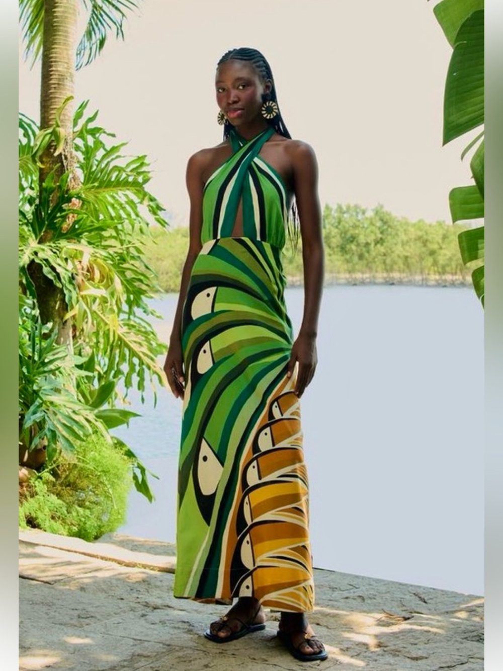 Farm Rio Green Toucan Tree maxi dress size M Medium NWT